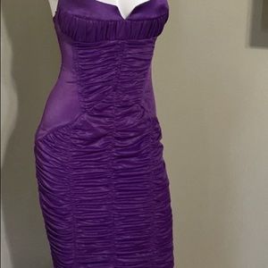 Purple BeBe bodycon ruched corset dress